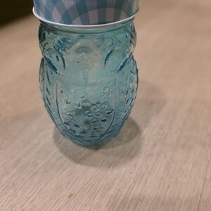 Blue Owl Glass Jar